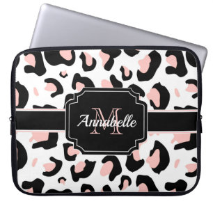 Housse Pour Ordinateur Portable Empreinte de léopard rose