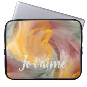 Housse Pour Ordinateur Portable En amour Français Automne Aquarelle Paint Swirls