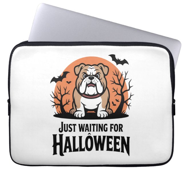 Housse Pour Ordinateur Portable En attente du chien d'Halloween (Devant)