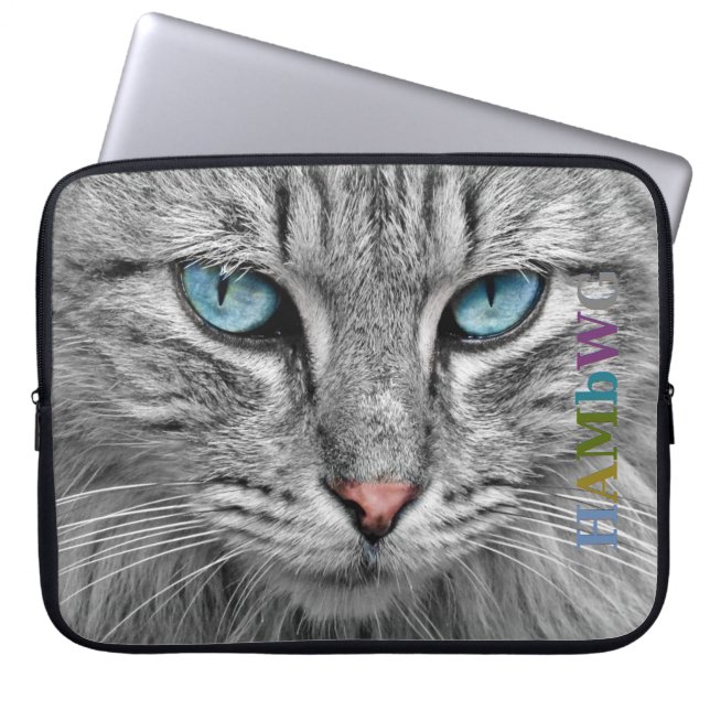 Housse pour ordinateur portable en néoprène - Chat (Devant)