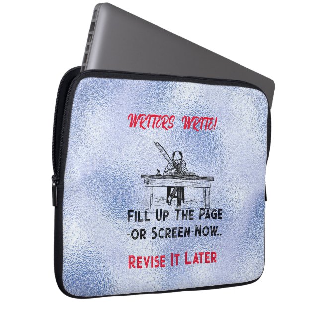 Housse Pour Ordinateur Portable Encouragement "Écrire". Réviser Plus Tard. (Devant droit)