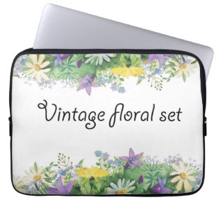 Housse Pour Ordinateur Portable Ensemble floral vintage
