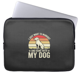 Housse Pour Ordinateur Portable Entraînement avec mon chien Coucher de soleil rétr