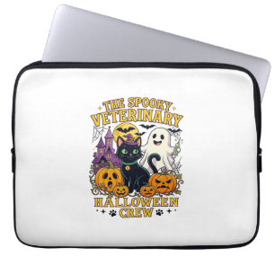 Housse Pour Ordinateur Portable Équipe vétérinaire effrayante Halloween Chat noir