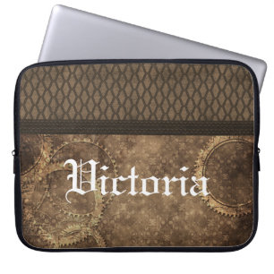 Housse Pour Ordinateur Portable Équipement en métal Manche Steampunk, Brown
