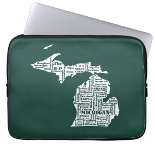 Housse Pour Ordinateur Portable État vert des villes du Michigan