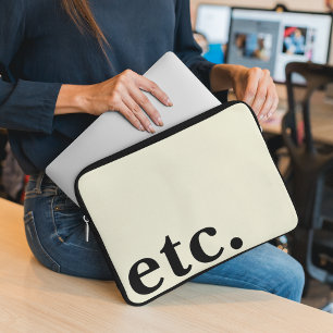 Housse Pour Ordinateur Portable etc. Nettoyer la typographie simple en beige et no