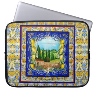 Housse Pour Ordinateur Portable été italien Majolica carreaux bleu citrus