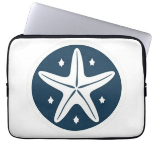 Housse Pour Ordinateur Portable Étoile de mer avec des étoiles blanches