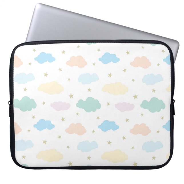 Housse Pour Ordinateur Portable Étoiles et nuages Pastel (Devant)