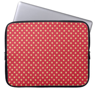 Housse Pour Ordinateur Portable Etoiles jaunes sur Motif rouge