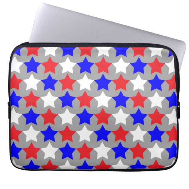 Housse Pour Ordinateur Portable étoiles rouges blanches et bleues (Devant)