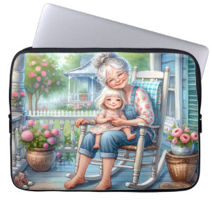 Housse Pour Ordinateur Portable Étreinte de grand-mère et petite-fille sur la véra