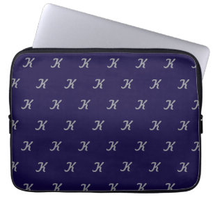 Housse Pour Ordinateur Portable Étui de tablette initial (bleu marine et argent)
