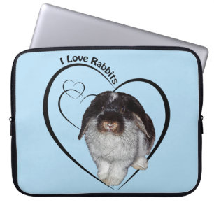 Housse Pour Ordinateur Portable Étui pour ordinateur portable I Love Rabbits (Bleu