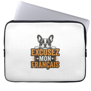 Housse Pour Ordinateur Portable Excusez Mon Français Bouledogue Français Vintage
