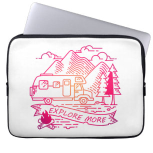 Housse Pour Ordinateur Portable Explorez Plus Camper Rose Van Mountain Nature Love