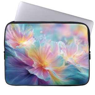 Housse Pour Ordinateur Portable Explosion florale cosmique abstraite en pastel