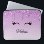 Housse Pour Ordinateur Portable Eyelashes rose et noir élégant sur Parties scintil<br><div class="desc">Portable avec un design élégant et tendance. L'arrière - plan est un dégradé violet avec une image de fausse parties scintillant scintillante qui descend du haut. Une paire de cils mignons ceinturés sous l'image de la parties scintillant.</div>