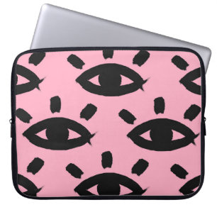 Housse Pour Ordinateur Portable Eyes Watercolor Brush, Motif Sketch.