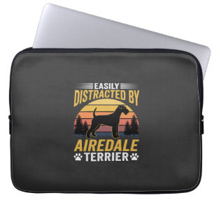 Housse Pour Ordinateur Portable Facilement distrait par Airedale Terrier Retro Dog