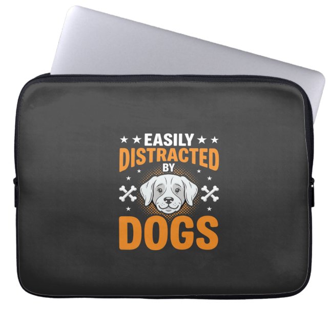 Housse Pour Ordinateur Portable Facilement Distrait Par Les Chiens (Devant)