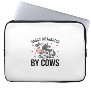 Housse Pour Ordinateur Portable Facilement distrait par les vaches Graphique de va