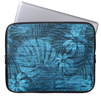 Housse Pour Ordinateur Portable Faded jeans avec motif feuille tropical