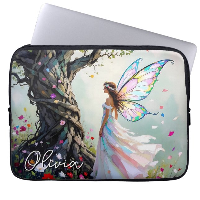 Housse Pour Ordinateur Portable Fairy and Magical Vine Wrapped Tree Personalized (Devant)