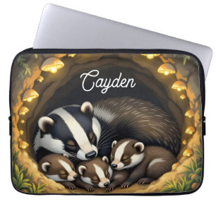 Housse Pour Ordinateur Portable Famille Badger Cute Personnalisée