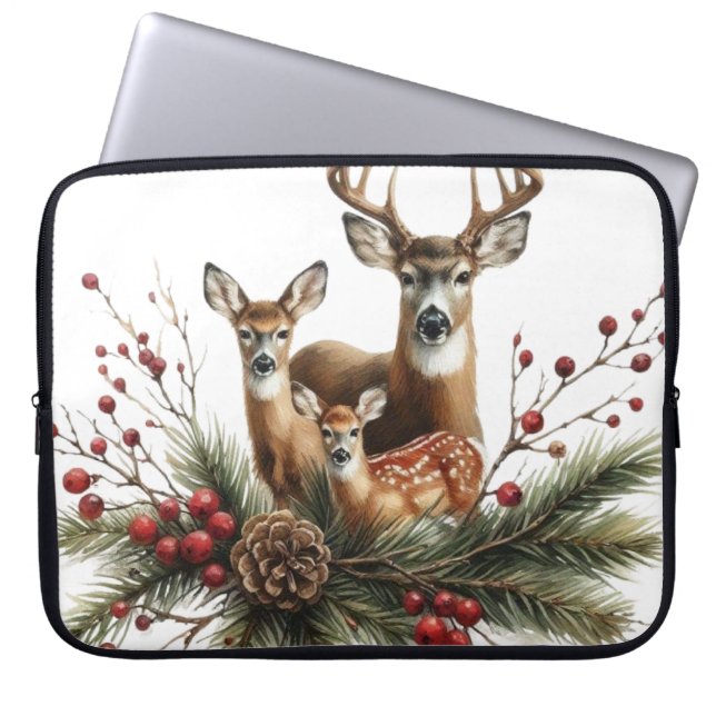Housse Pour Ordinateur Portable Famille de cerfs  (Devant)
