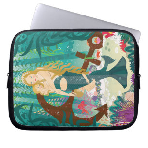 Housse Pour Ordinateur Portable Famille de sirènes (blondes noires)