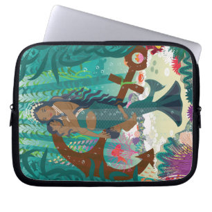 Housse Pour Ordinateur Portable Famille de sirènes (peau et yeux bruns)
