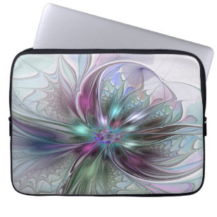 Housse Pour Ordinateur Portable Fantaisie Abstraite Moderne Fleur Fractale Colorée