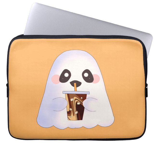 Housse Pour Ordinateur Portable Fantôme éffrayant Avec Café Glacé (Devant)