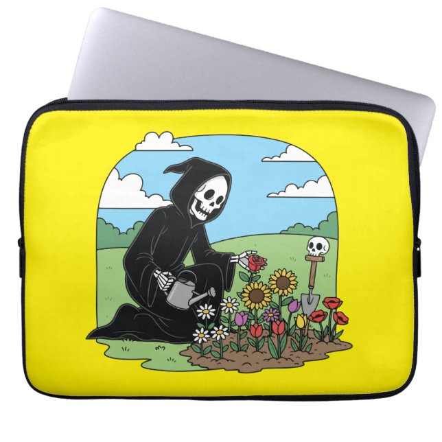 Housse Pour Ordinateur Portable Faucheuse arrosant des fleurs (Devant)