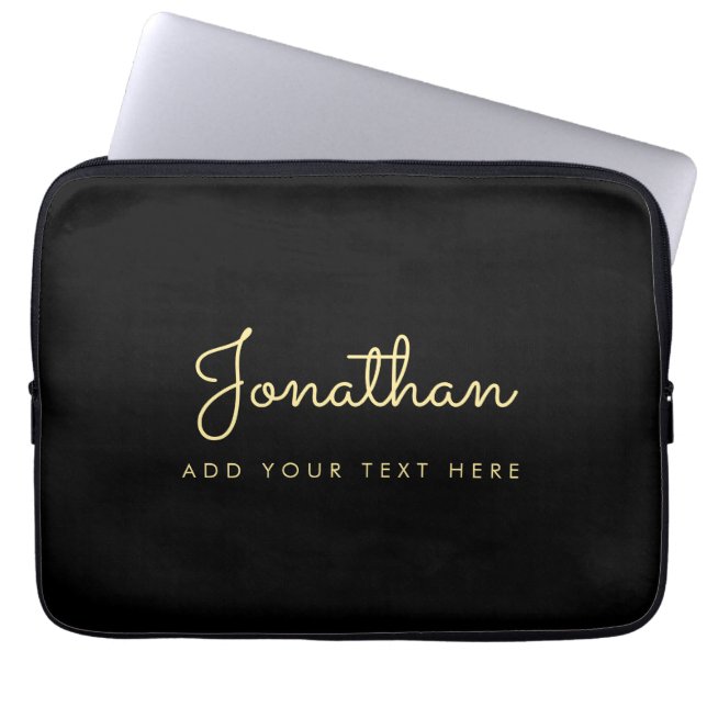 Housse Pour Ordinateur Portable Faux Gold & Black Script Nom Modèle Meilleur (Devant)
