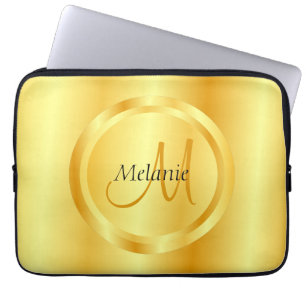 Housse Pour Ordinateur Portable Faux Gold Elegant Moderne Monogram Modèle