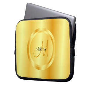 Housse Pour Ordinateur Portable Faux Gold Elegant Moderne Monogram Modèle tendance