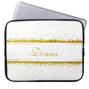 Housse Pour Ordinateur Portable Faux Gold Parties scintillant Nom Confetti
