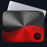Housse Pour Ordinateur Portable Faux métalliques noirs et rouges<br><div class="desc">Simples noir et rouge brillant teint de texture métallique en acier inoxydable. monogramme facultatif.</div>