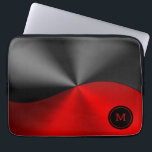 Housse Pour Ordinateur Portable Faux métalliques noirs et rouges<br><div class="desc">Simples noir et rouge brillant teint de texture métallique en acier inoxydable. monogramme facultatif.</div>