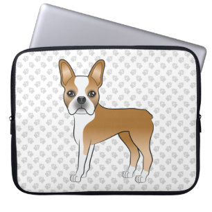 Housse Pour Ordinateur Portable Fawn Boston Terrier Cartoon Chien & Grey Paws