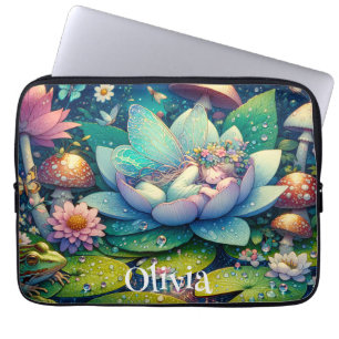 Housse Pour Ordinateur Portable Fée dormant sur une fleur personnalisée