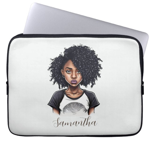 Housse Pour Ordinateur Portable Femme afro chic et classique (Devant)