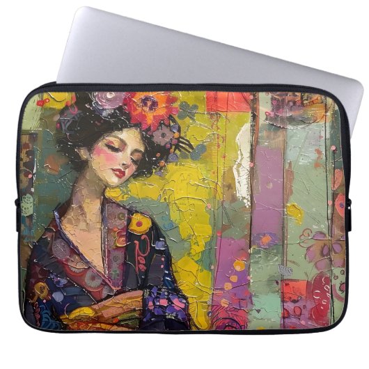 Housse Pour Ordinateur Portable Femme bénie en Kimono (Devant)