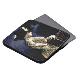 Housse Pour Ordinateur Portable Femme victorienne Vintage triste avec Casquette de