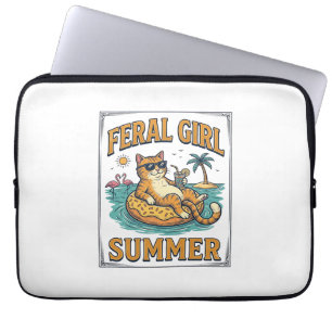 Housse Pour Ordinateur Portable Feral Girl Été Chat Flotte Conception de T-shirt V