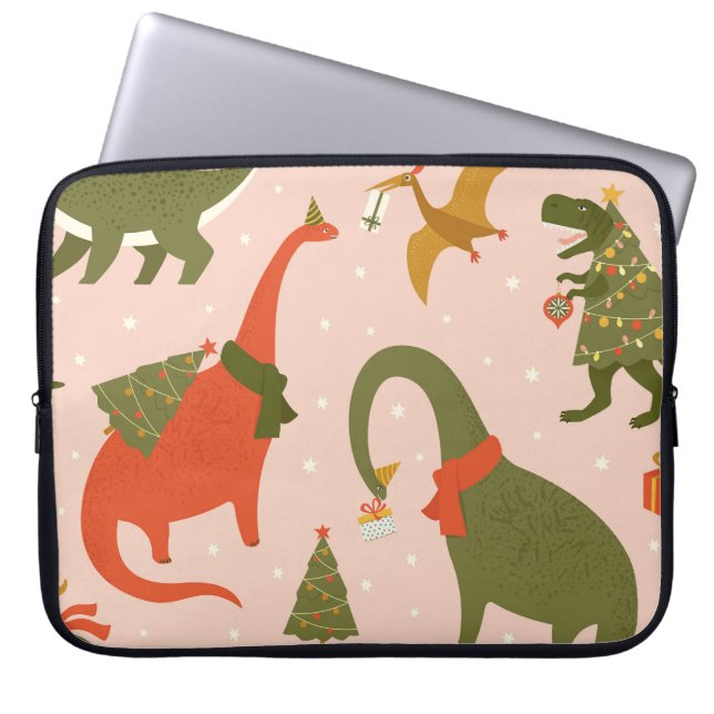Housse Pour Ordinateur Portable Fête de Noël Dino : Tree Rex (Devant)