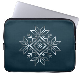 Housse Pour Ordinateur Portable Fêtes de Noël saison bleu flocon de neige